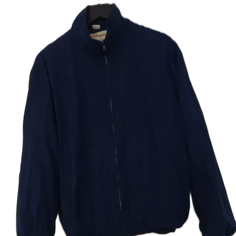 Norm Thompson Navy Blue Faux Suede Golf Jacket / Spring Jacket Size Medium